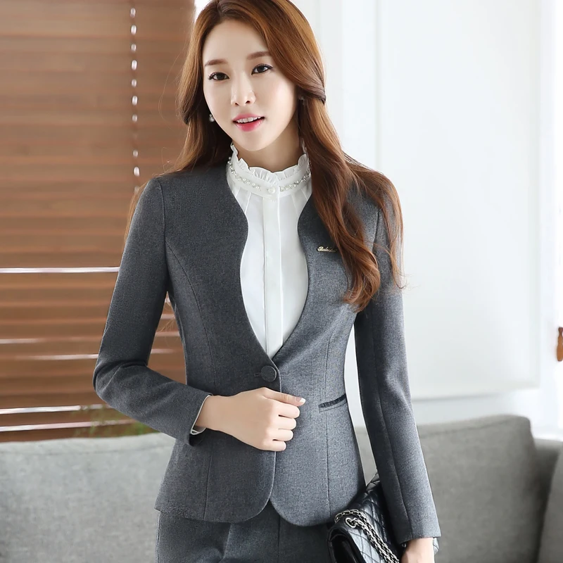 Серые женские брюки костюм деловой пиджак и является профессиональной формой