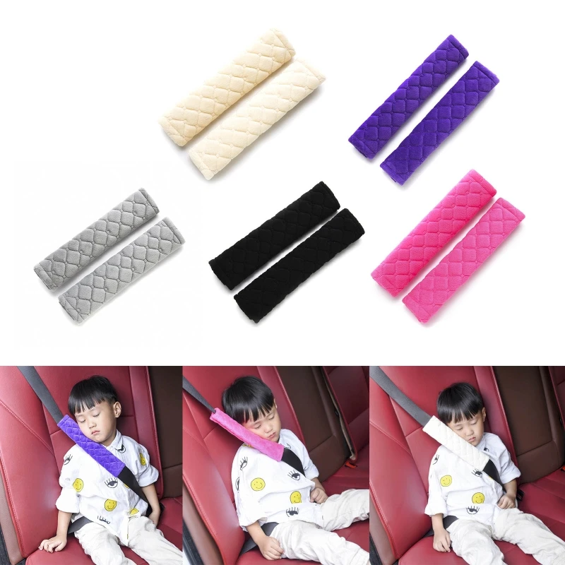 Cintur&oacute;n de seguridad de cristal para coche, funda de felpa para cintur&oacute;n de seguridad, correa de hombro, Fundas protectoras c&oacute;modas, Mangas de arn&eacute;s para cami&oacute;n y autom&oacute;vil, 2 uds.-0