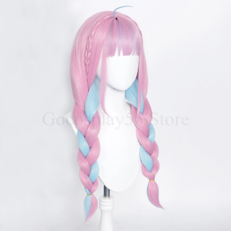 VTuber Hololive Minato Aqua парик смешанные синие Розовые косы для девочек двойной хвост