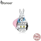 Bamoer пасхальное яйцо Miss Rabbit разноцветный 925 пробы серебряный оригинальный Шарм для бренда DIY ювелирное изделие для девочек подарок для детей SCC1754
