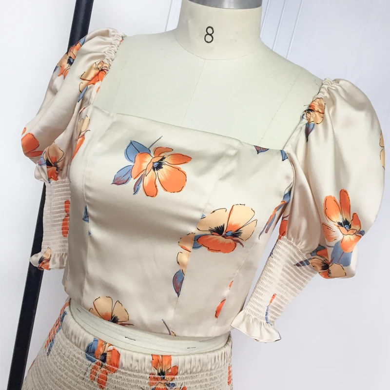 Женский костюм с юбкой 2 шт. весна-лето 2020 квадратный воротник сексуальный