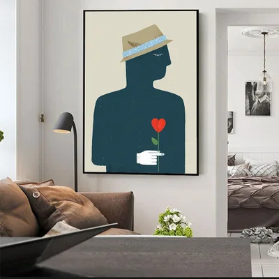 Абстрактные каракули девушка с воздушным шаром картина в стиле Арт Деко