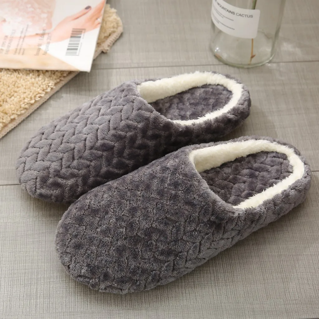 

New Autumn Winter Women Men Slippers Bottom Soft Home Shoe Cotton Thick Slippers Indoor Slip-On Slides Comfortable Shoe Slippers