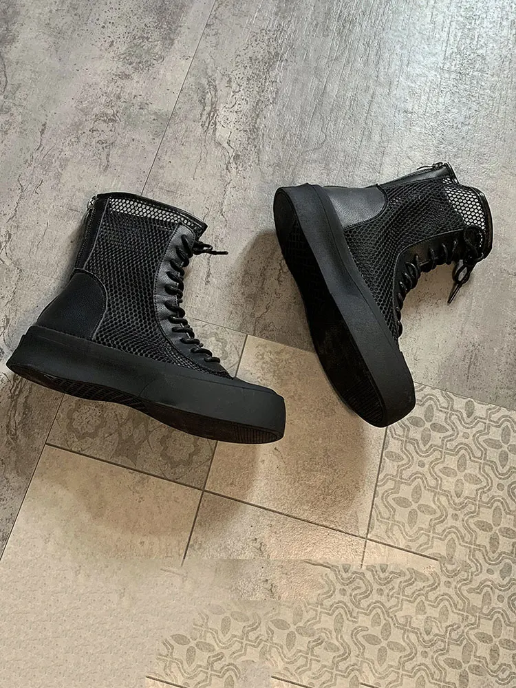 

Boots Women Fall 2020 New Breathable Lace Casual Street Shot Handsome Boots