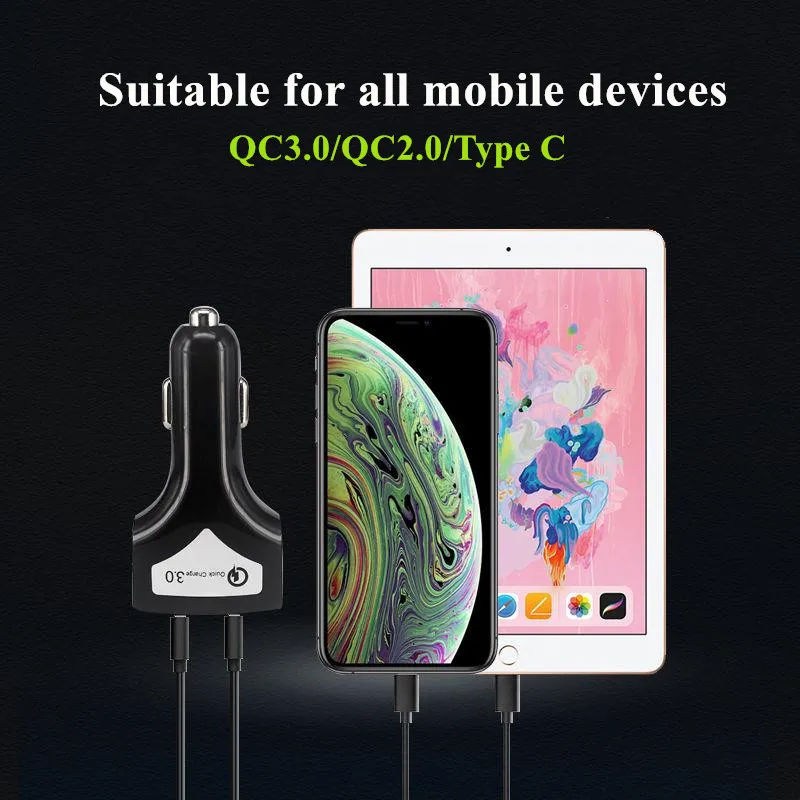Автомобильное зарядное устройство с двумя портами USB Quick Charge 4,0 3,0 Для iPhone 11 Pro Max QC3.0, автомобильное зарядное устройство для быстрой зарядки, автомобильное зарядное устройство для мобильного телефона