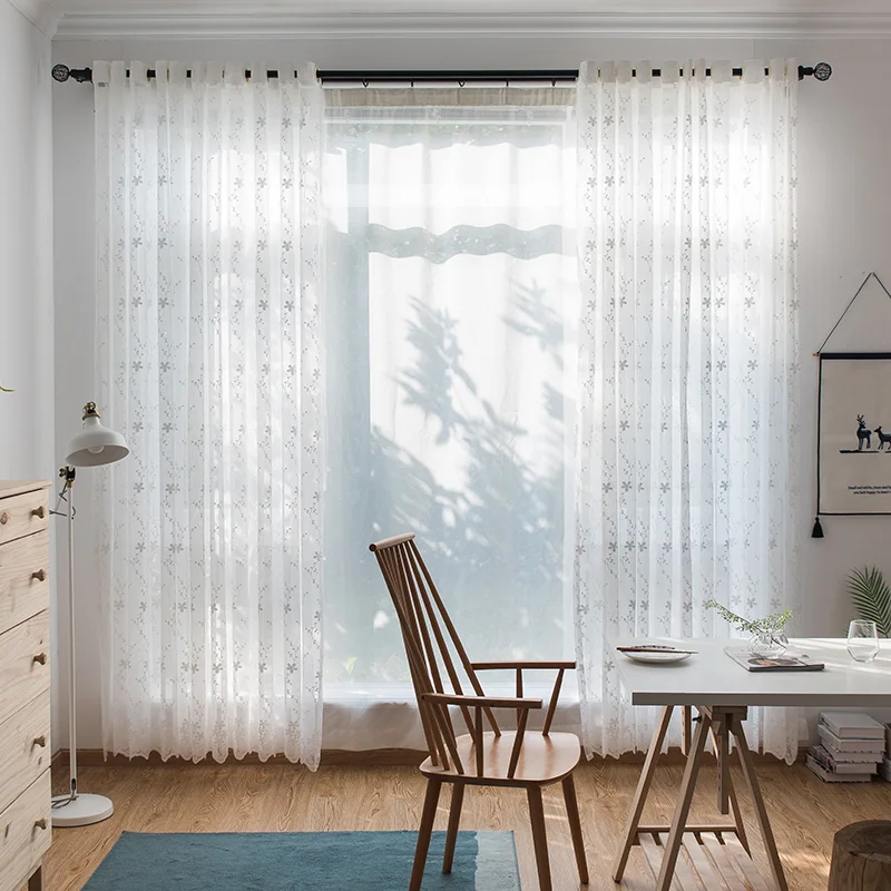 

Embroidered Sheer Curtains Pastoral Korean Style Tulle Curtain For Living Room Romantic Tulle Drapes For Window Curtains