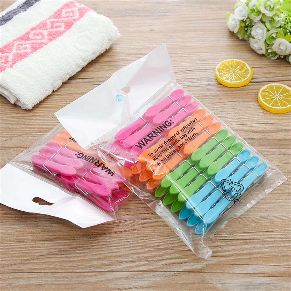 

24Pcs Laundry Clothes Pins Hanging Pegs Clips Plastic Cabides Hangers Racks Clothespins Kitchen Quality Hangers