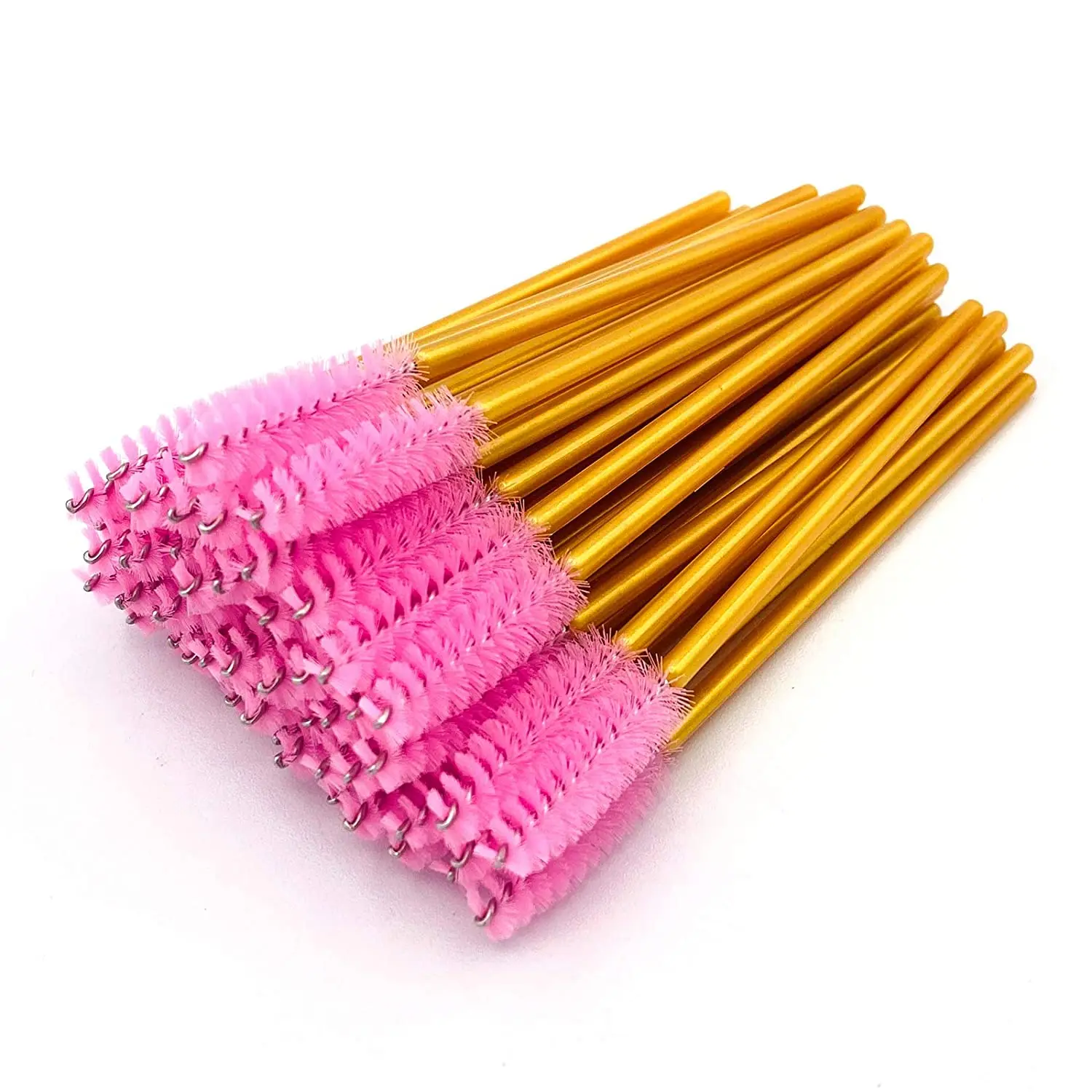 1000pcs/lot Disposable Eyelash Brush Mascara Wands Applicator (Gold&Pink)