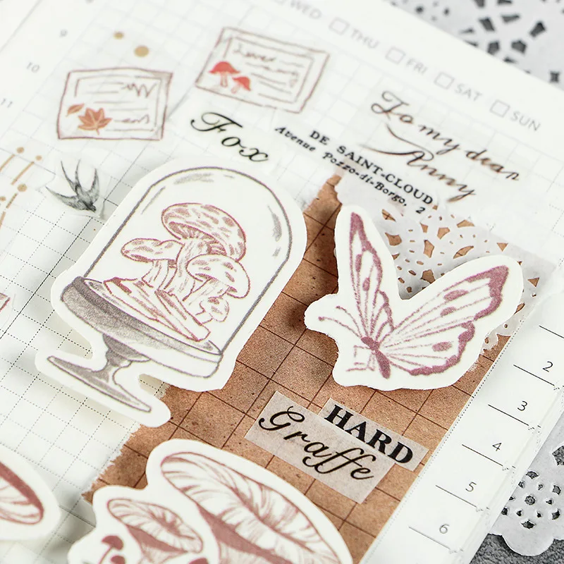 40 шт./компл. Винтаж наклейки Ретро цветок растение свадебная брошь рисунком