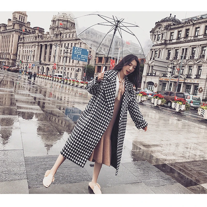 Осень 2019 модное женское Шерстяное Пальто Heydress в клетку женские свободные длинные