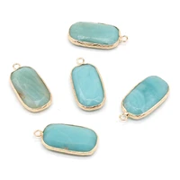 1pcs small charms rectangular natural semi precious stones amazonite pendant for jewelry making diy necklace earring accessories