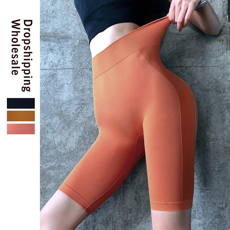 Спортивные леггинсы спандекс 3 цвета короткие тренировочные Высокая талия