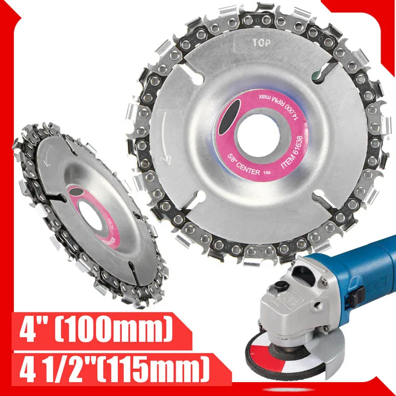 

4 In Angle Grinder Chainsaw Disc 22-Teeth Steel Chainsaw Blade Wood Carving Disc for4 or 4-1/2 Angle Grinders