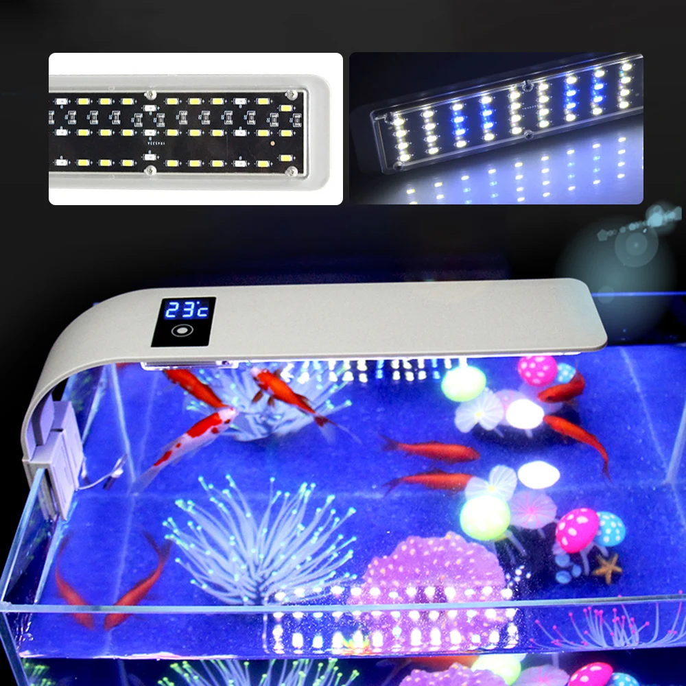 Аквариумный светильник для водных растений тонкий с зажимом аквариума