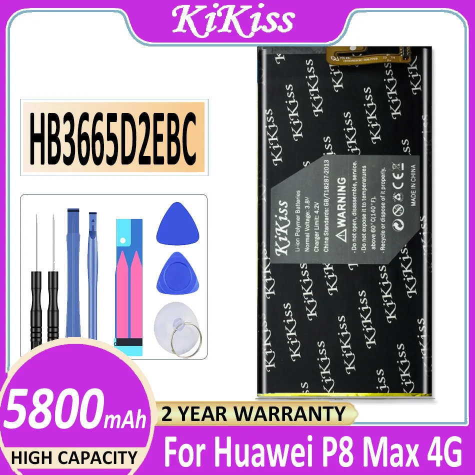 KiKiss-Batería de 5800mAh para móvil, HB3665D2EBC, para Huawei P8 Max, P8Max, DAV-701L, DAV-702L, DAV-703L y DAV-713L