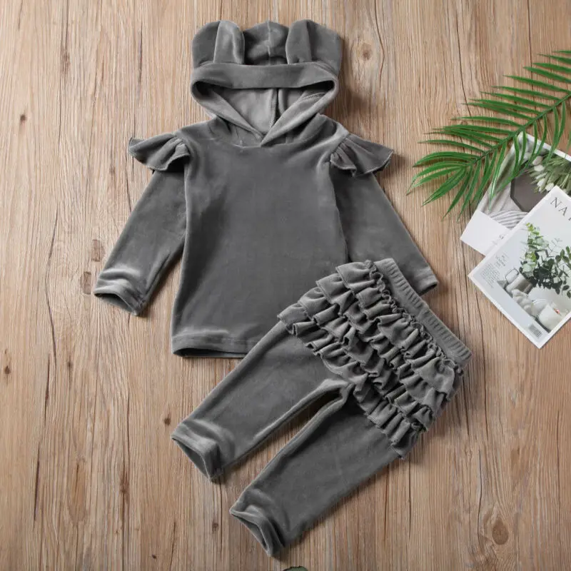 Милый комплект одежды для младенцев из искусственного золота и бархата