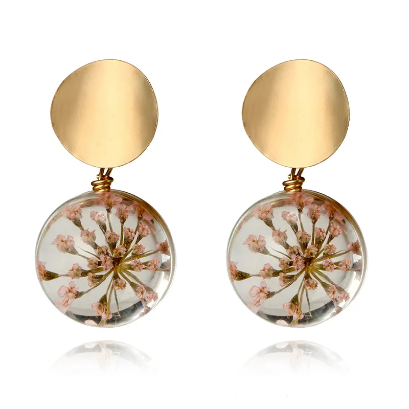 AENSOA 2019 горячей акриловый Простой Прозрачный Ретро сушенный Цветочный Серьги