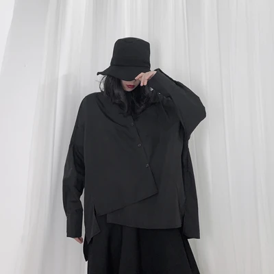 Женская Асимметричная рубашка с длинным рукавом свободного покроя | одежда