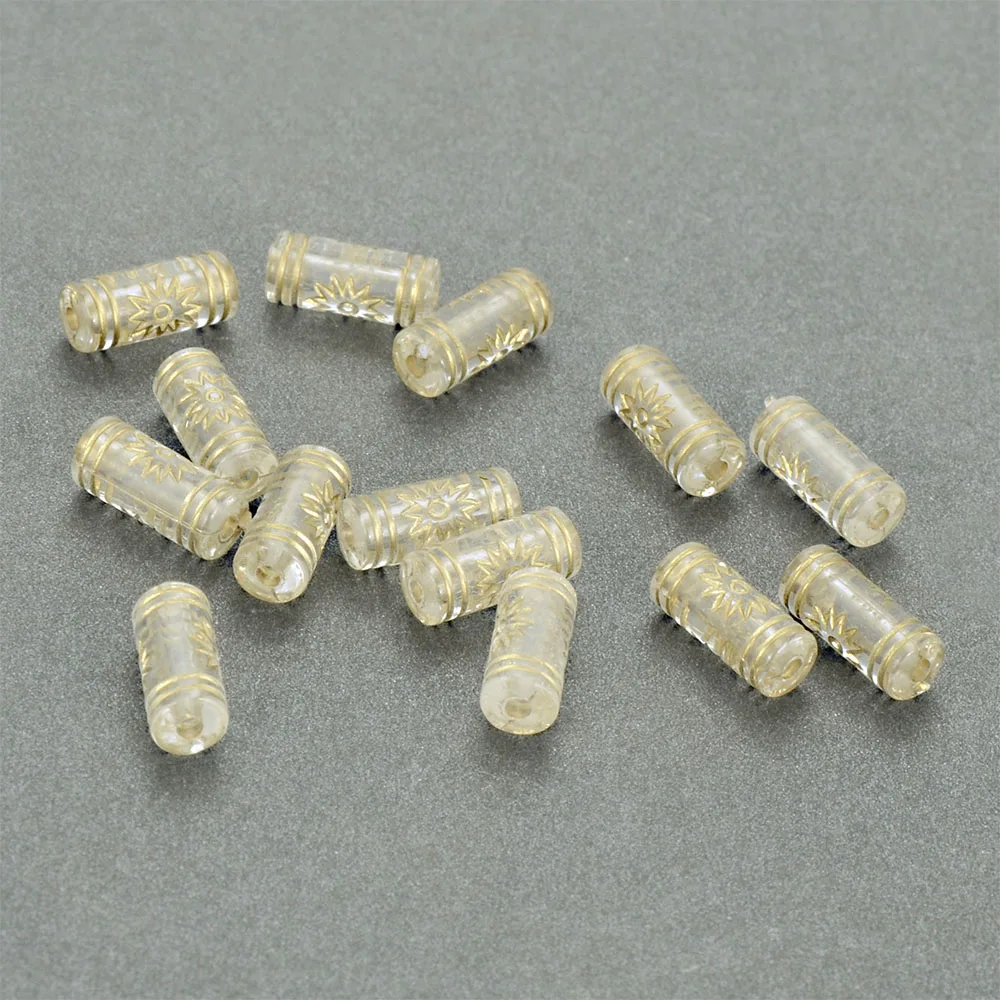 100Pcs 5*11MM Golded Plating Acrylic Antique Design Stripe TubeSpacer Beads For Diy Handmade Jewelry Making Findings Accessories | Украшения