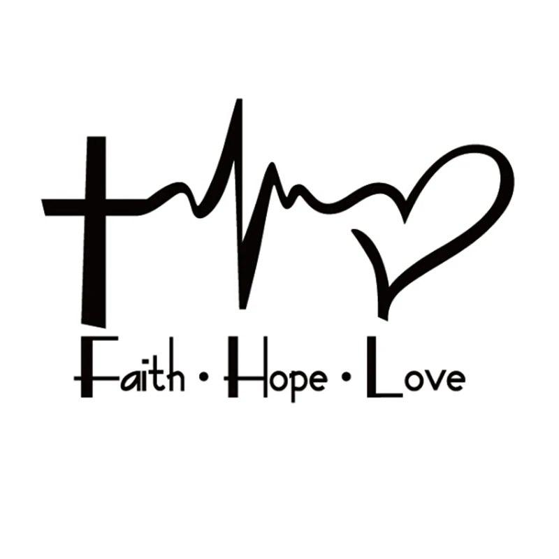 

Виниловая наклейка на автомобиль с надписью «Faith Hope Love»