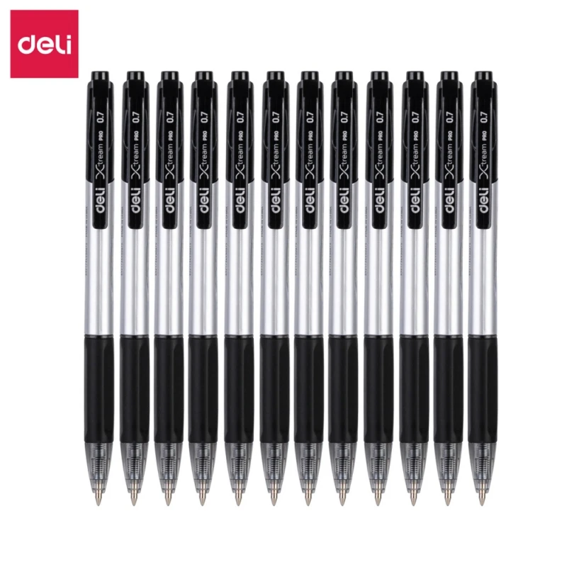 

Deli 12 Pcs/box Oil Pen 0.7mm Bullet Quick-drying and Smooth Oil Pen EQ11