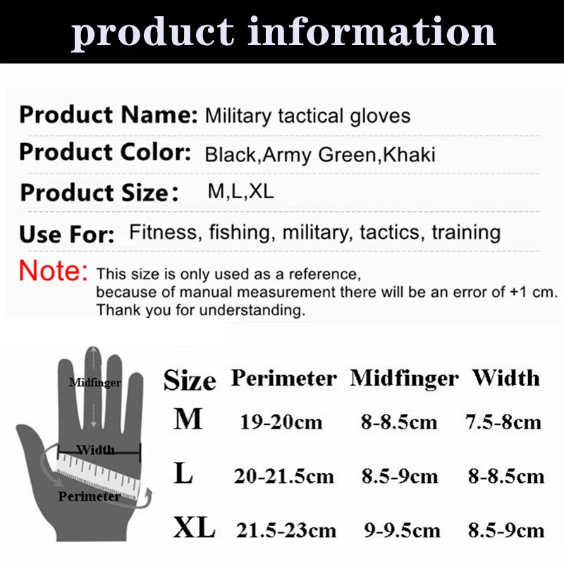 

Army Military Tactical Gloves Paintball Airsoft Hunting Shooting Outdoor Riding Fitness Hiking Fingerless/Full Finger Gloves
