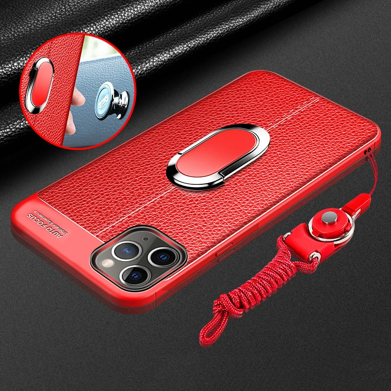 OceSap для iPhone 11 Pro Max чехол Роскошный кожаный магнитный кольцевой кронштейн задняя крышка для iPhone X XR XS Max 7 8 Plus чехол Coque