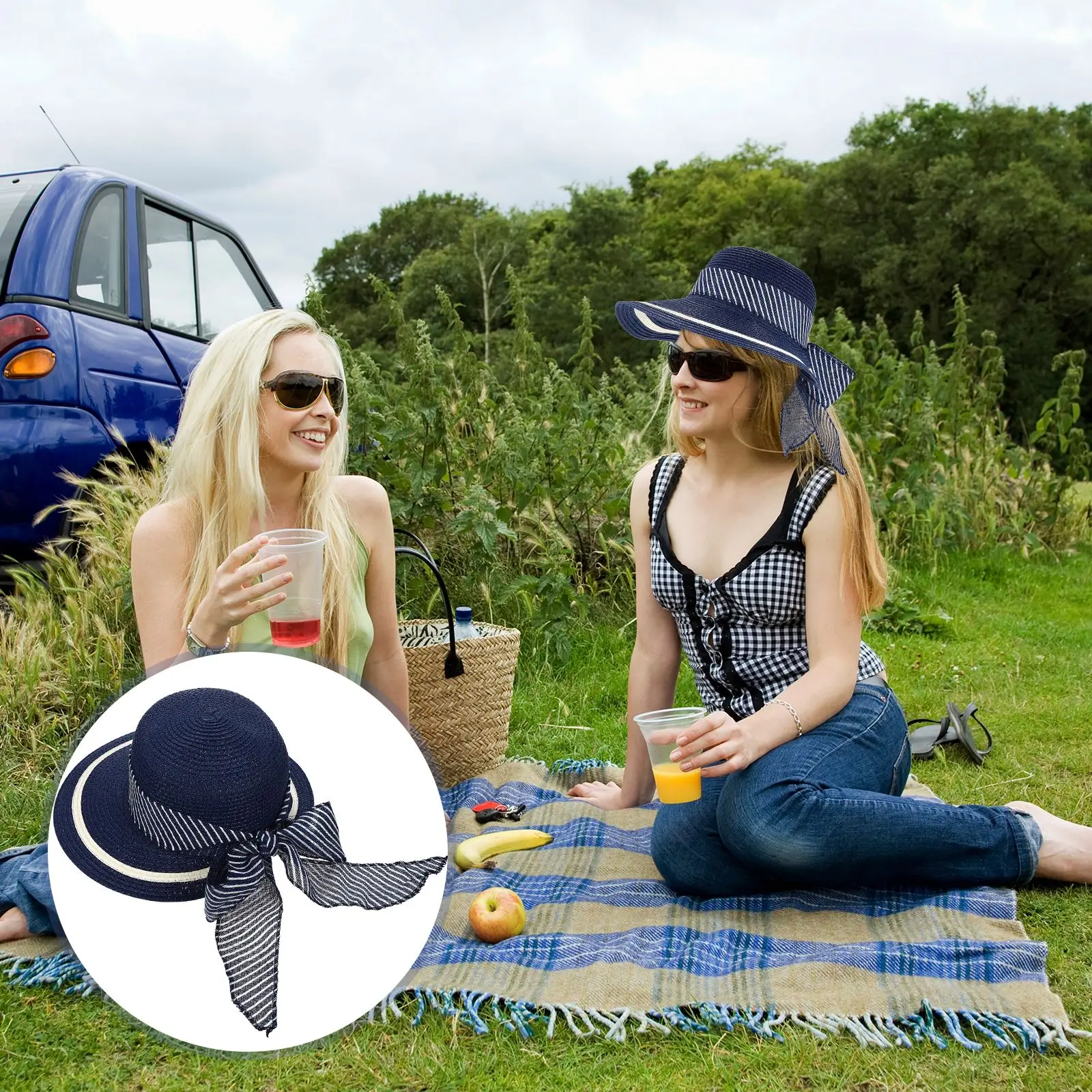 

1pc Beach Hat Large Straw Hat Fashion Bowknot Decor Seaside Hat for Lady Women