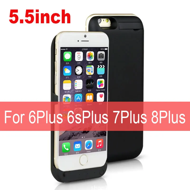 Black 5.5INCH 10000 мАч чехол для внешнего зарядного устройства для iPhone 6 6s 7 8 Plus с держателем для телефона для iPhone 6 6s 7 8 чехол для аккумулятора телефона - Цвет: Black 5.5INCH
