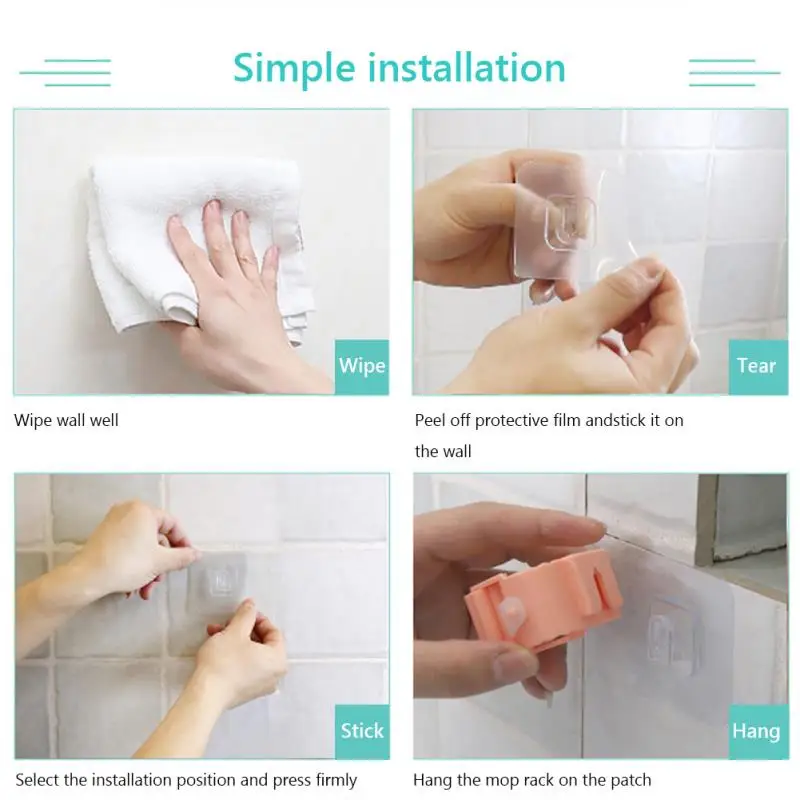 

Mop Broom Holder No-slip Gripper Self Adhesive Wall Mounted Hanger No-drilling Storage Hanger Organizer Racks Kitchen Tools