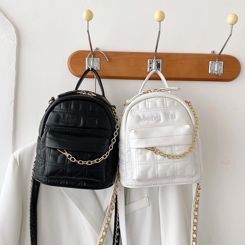 

Pure color PU leather retro 2021 new backpack fashion winter "women 's designer large - capacity atmospheric backpack