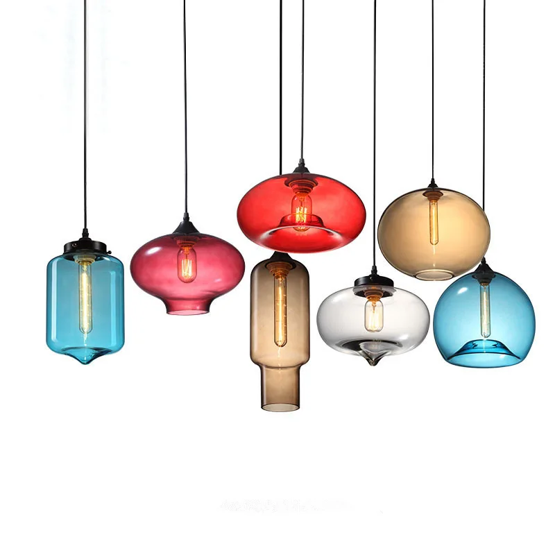 Красочные стеклянные подвесные светильники 7 цветов выбор подвесной светильник
