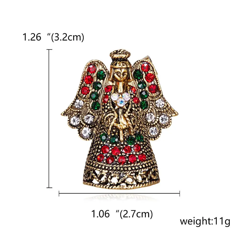 

Fashion Retro Rhinestone Christmas Angel Brooches Men And Women Coat Collar Accessories Trendy Gold Color Plated Brooch Badges