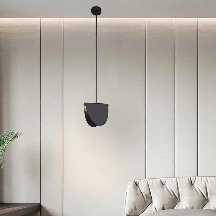 Подвесной светильник современный простой дизайн черный серебристый железный