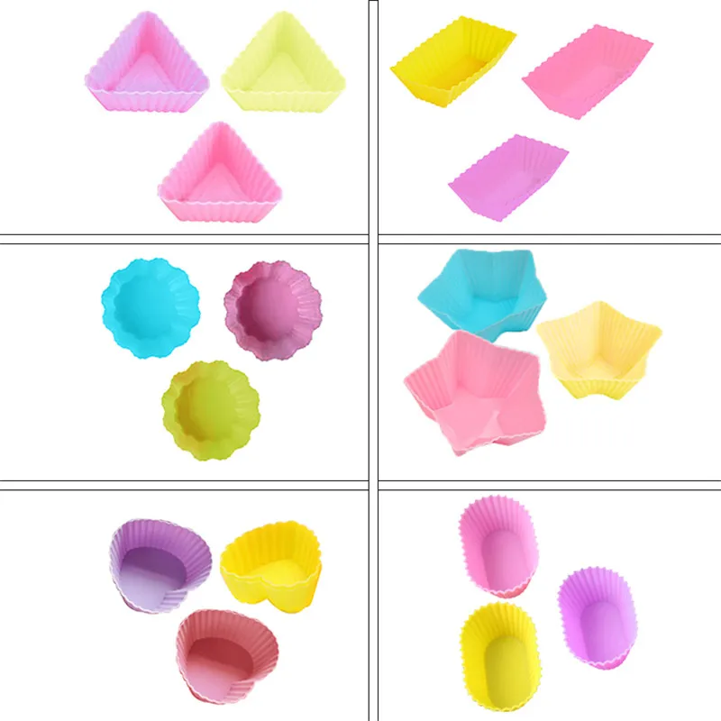 6 шт./лот в форме сердца силиконовые мини Формы для кексов Инструменты торта