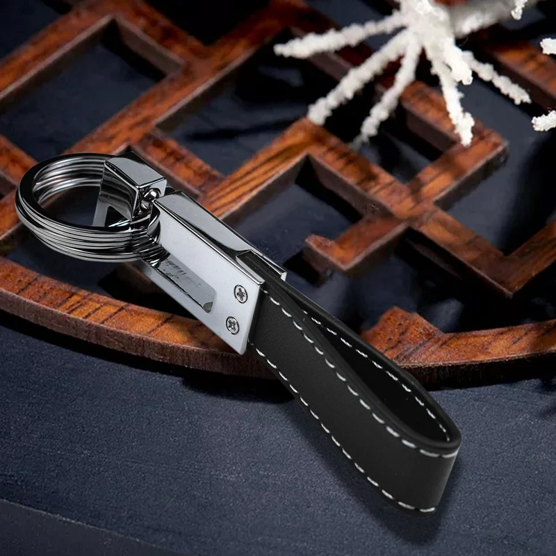 Ремень из натуральной кожи с 3 петлями быстросъемный брелок черный +