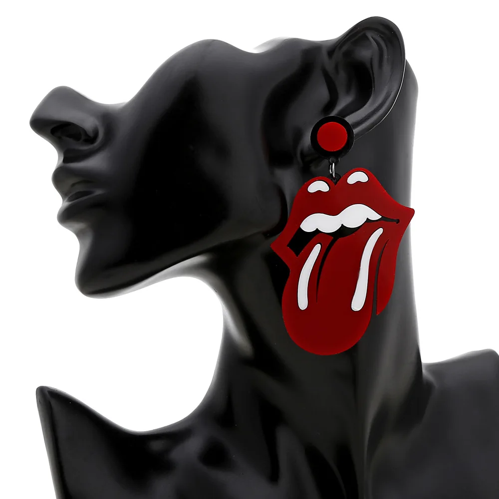 Эффектные акриловые серьги в европейском и американском стиле с красными губами