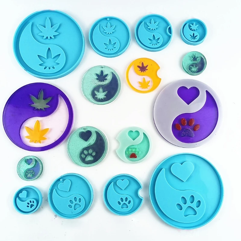 

4 Pcs Leaves/Dog Paw Coaster Epoxy Resin Mold Cup Mat Silicone Mould DIY Crafts Home Decorations Casting Tools