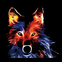 wolf head patches noctilucent vogue stickers for clothes thermal transfer printing pattern diy decoration animal luminous patch