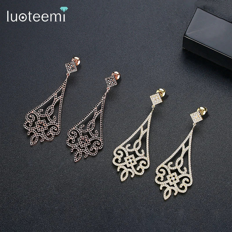 

LUOTEEMI Big Long Dangle Chandelier Drop Earrings for Women Fashion Jewelry Water Drop Brincos Oorbellen Boucle D'oreille Gifts