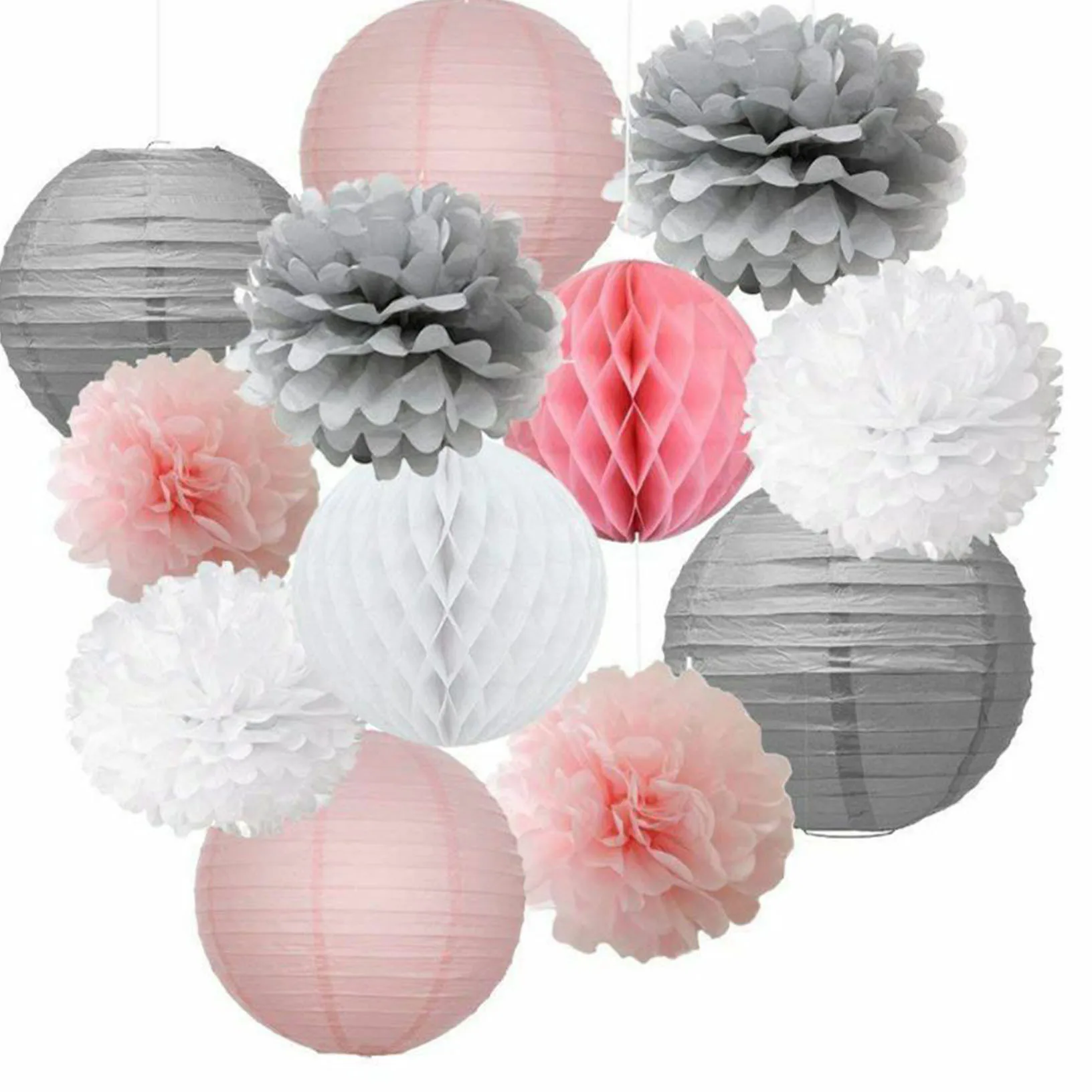 12 шт. смешанные мятно зеленые коралловые белые салфетки Pom Poms бумага фонарь