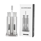 Мельница для соли и перца 45BE, простая в использовании кнопка для большого пальца одной рукой с металлическим держателем для кухни из гималайских соли, черного перца