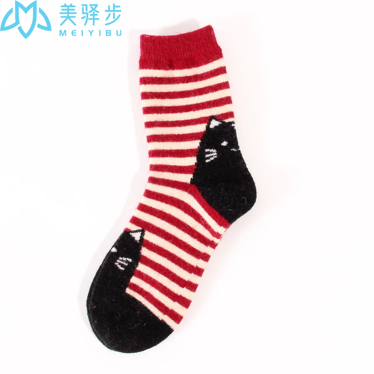 Cat Wool Socks 12 PAIRS PER SET Cute Striped Lady Cashmere Socks Manufacturers