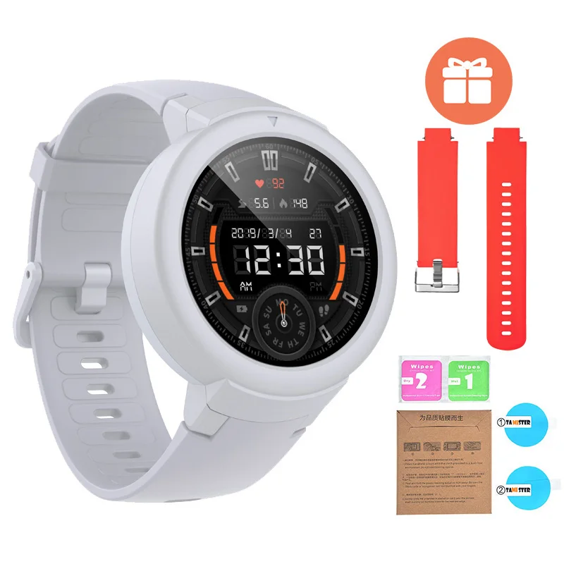 White n red strap Huami Смарт-часы AMAZFIT Verge Lite английская версия 20 дней Срок службы батареи 1,3 дюймов AMOLED экран Встроенный gps монитор сердечного ритма - Цвет: White n red strap