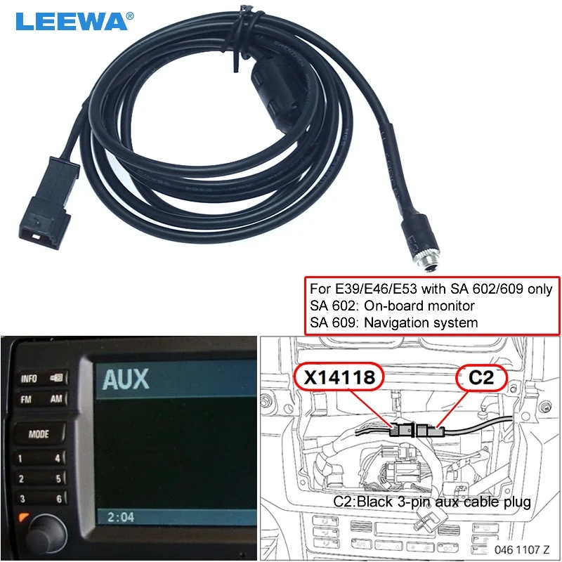 LEEWA 5 шт. 3 мм разъем для 3-Pin AUX жгут проводов BMW E39/E46/E53 с навигацией Системы (SA 602/609) |