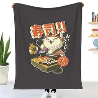 retro manga sushi cat throw blanket sheets on the bed blanket on the sofa decorative lattice bedspreads sofa covers