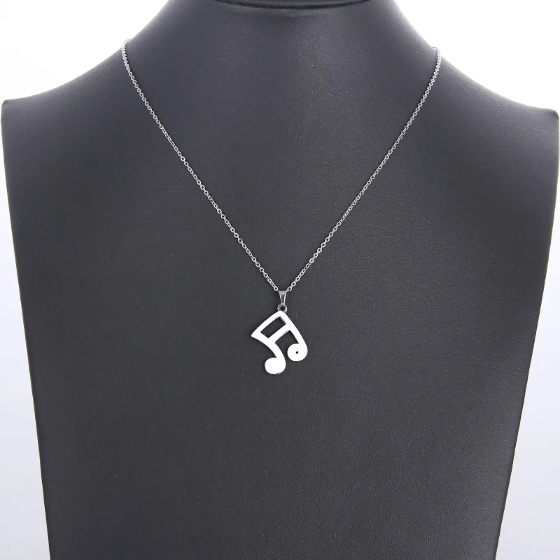 

2021 Stainless Steel Hot Women Music Necklaces Jewelry Fashion Tone Musical Notes Pendant & Necklace Girls Kids Gift Jewelry