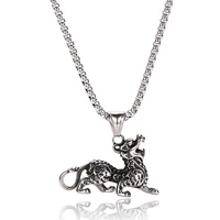 vintage men necklace chinese style kirin pendant with stainless steel chain male jewelry party accessories gifts pl0031
