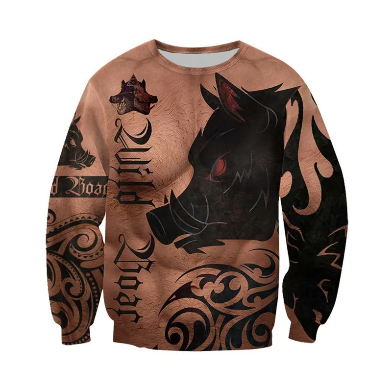 

Fashion casual sports jacket with boar print casual Hoodie juharaku