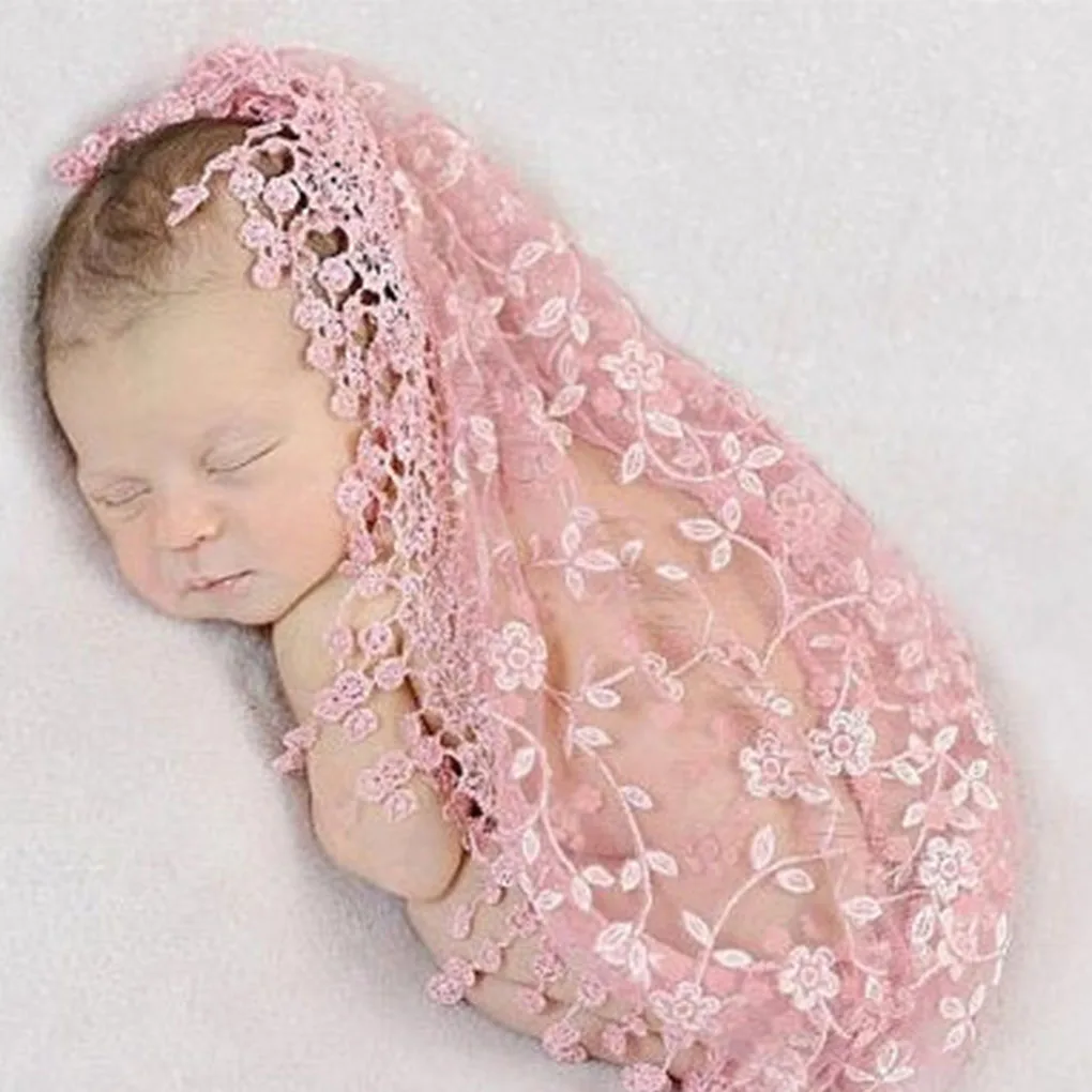 Envolturas de encaje para fotos de reci&eacute;n nacidos, accesorios de encaje bordado, manta, bufanda, accesorios para fotos de beb&eacute;s, mantas suaves para sesi&oacute;n de fotos de ni&ntilde;as-5